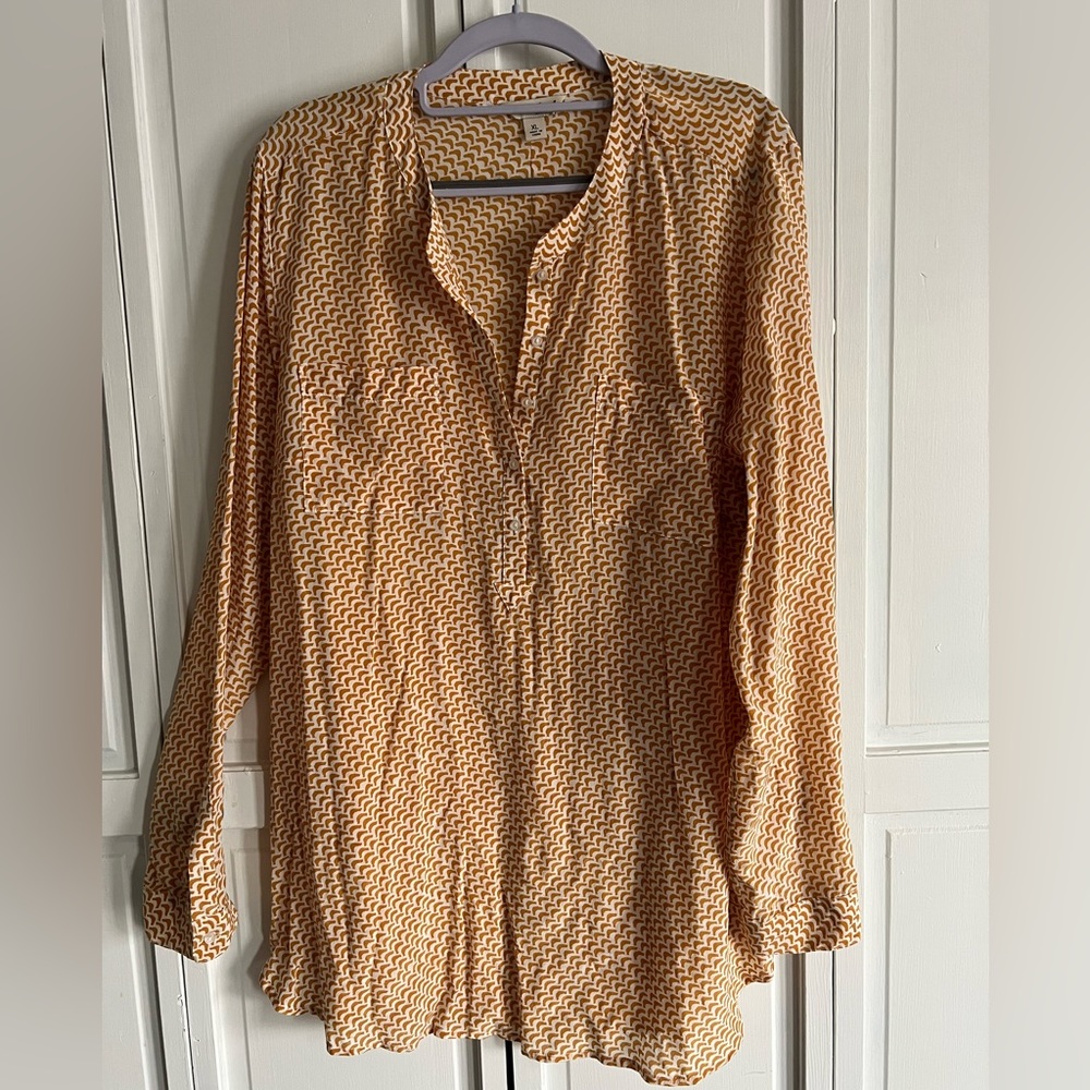 Gold/white womens long sleeve blouse